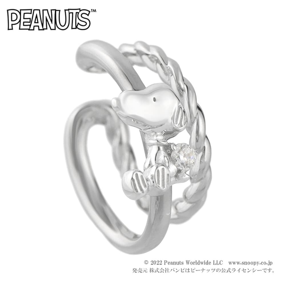 SNOOPY Ear Cuff, Double Style, Single Ear Cuff, Women's, 925 Sterling Silver, Official PEANUTS Merchandise, Character, Zirconia, Single Stone