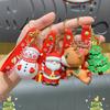 Christmas Cartoon Keychain Christmas Socks Snowman Accessories Pendant Cute Soft Glue Doll Key Rings Jewelry Gifts for Friends