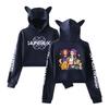 New Sexy KPop Demon Hunters Cartoon Pullover Girls Casual Cat Cropped Hoodies Female Long Sleeve Sweatshirts Crop Top Women's Hoodie Sexy Tops