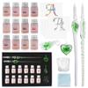 Glass Dip Pen, 2 Pens, Ink Bottle Set, 12 Colors [Recommended by Illustrators] Model Coloring Book, 3 Postcards Included, Glass Pen Ink Set, F