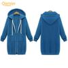 Plus Size Casual Thicken Hooded Women Zip Up Long Sweater
