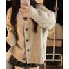 Fashion Long Sleeve Solid Warm Knitted Cardigan Sweater Women Autumn Winter V-neck Loose Women's Cardigans Jacket Tops Casual Vintage Knitwears 24818