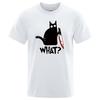 Funny Knife Cat Cartoon Printed T-Shirt Men Fashion Casual Short Sleeves Loose Oversized Cotton Tshirt Summer Breathable Tees