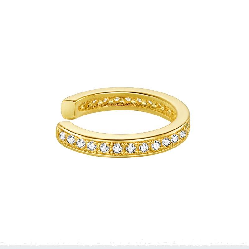 Bamoer 1 PCS Colorful Zircon Ear Clip, Women Genuine 925 Sterling Silver Clear CZ Statement Wedding Jewelry