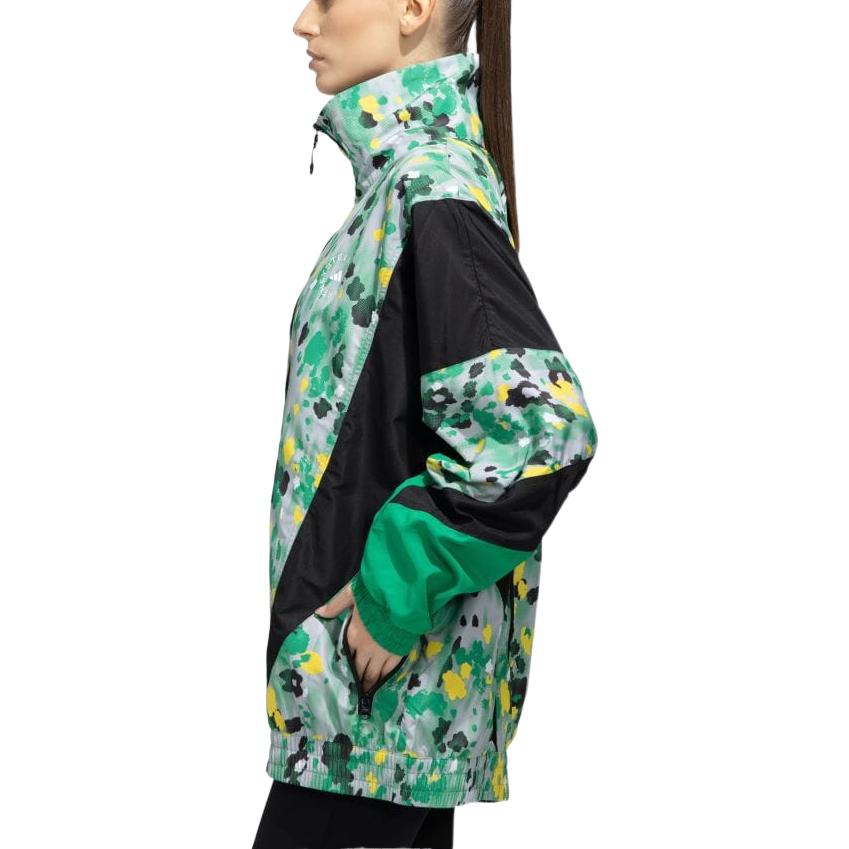 Adidas Floral Print Zip-Up Casual Jacket Women Outerwear Green HG1934