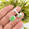 Green Cat's Eye Gemstone 925 Stamped Silver Handcrafted Jewelry Cufflinks 0.59" CL-2-27
