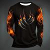 Graphic Flame Paw Fashion Casual Men's 3D Print T Shirt Tee Sports T Shirt Long Sleeve Crew Neck Shirt Spring Fall Clothing