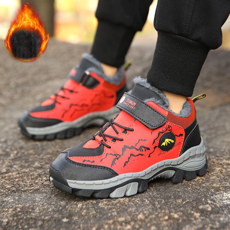 30-40 Children's Winter Large Fashion Outdoor Velcro with Velvet Warm Sports Shoes Cotton Shoes Snow Boots