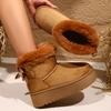 Fashion Women Snow Boots Winter Thickened Fluff Platform Shoes Women Warm Plush Cotton Shoes Comfortable Non-slip Flat Ankle Boots