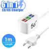 6 IN 1 USB Charger USB Fast Charge Charger Wall Phone Adapter Quick Charger 3.0 USB Hub EU Plug USB Charger