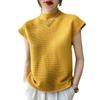 IHUASU Women's Short-sleeved T-shirt Spring and Summer Loose Thin O-neck Knitted Bottoming Shirt Tops
