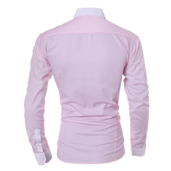 Patchwork Turn-down Collar Men Shirt Top Long Sleeve Buttons Closure Business Shirt Male Clothing