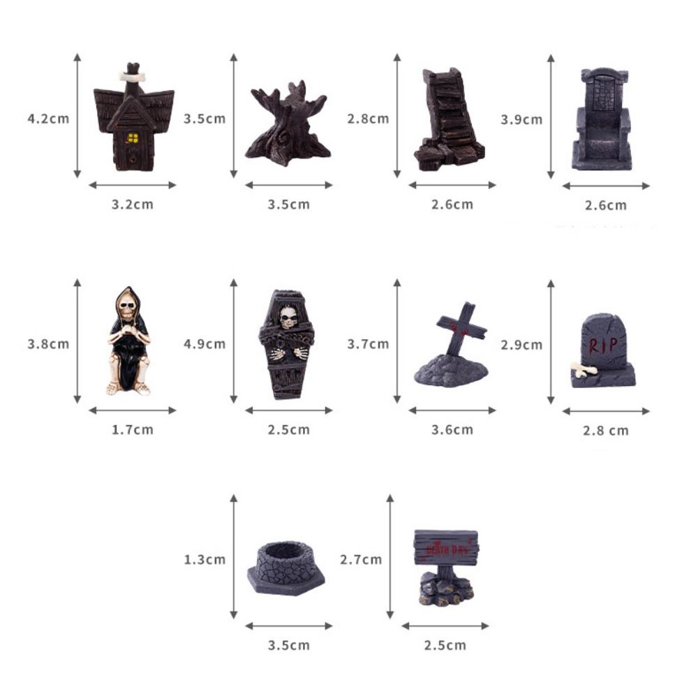 Coffin House Chair Halloween Miniature Figurine Bone Skull Desktop Knick-knack  Festival Supplies