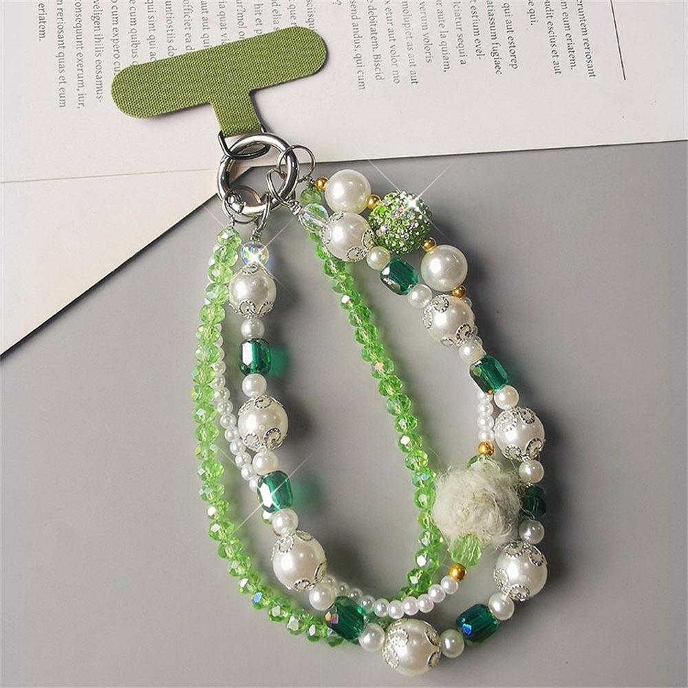 Phone Charms Wrist Strap 3-in-1 Beaded Phone Lanyard Jewelry with Tether Tab,Folded Length: 14cm