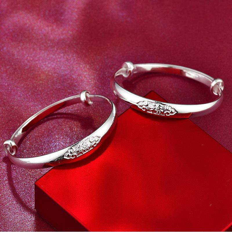 999 Auspicious Cloud Blessing Character Push Pull Smooth Face Bracelet Baby Children's Full Moon One Year Old