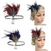 Women Vintage Masquerade Beaded Flapper Hair Accessories Rhinestone Sequin Indian Elastic Performance Headwear