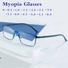 0 -0.5 -1.0 To -6.0 Full Metal Frame Glasses Blue Light Blocking Glasses for Students Square Myopia Glasses