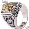 S925 Sterling Silver Ring For Men Fashion Personality Lucky Chinese Saint Beast Pure Argentum Amulet Hand Jewelry