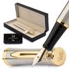 Wordsworth Black Fountain Pen 18K Extra Fine 24 Pack Ink Ink Refill Converter Gift Gold Perfect for Men and Women & Set, Nib, Cartridges, & Box,