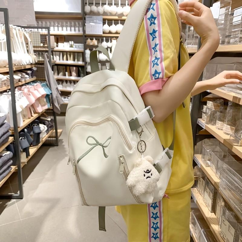 Рюкзак с бантом и принтом, однотонный студенческий школьный женский рюкзак большой емкости