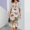 2024 New Spring Women's Dresses Floral Printed Elegant Casual Short Sleeve Dresses Fashion Oversized Women's Dresses
