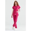 Fuchsia Monochrome Lycra Fabric Surgical Suit V-neck Uniform