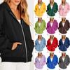 Women's Casual Fashion Solid Color Long Sleeved Zippered Hooded Sweatshirt