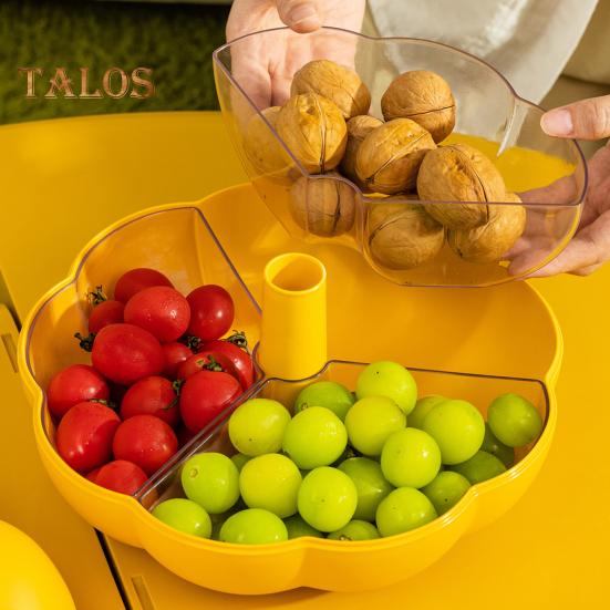 Pumpkin Snack Holder Halloween Divided Serving Tray with Lid 3 Compartments Fork Storage Easy To Clean Serving Container for Fruits Nuts Candies