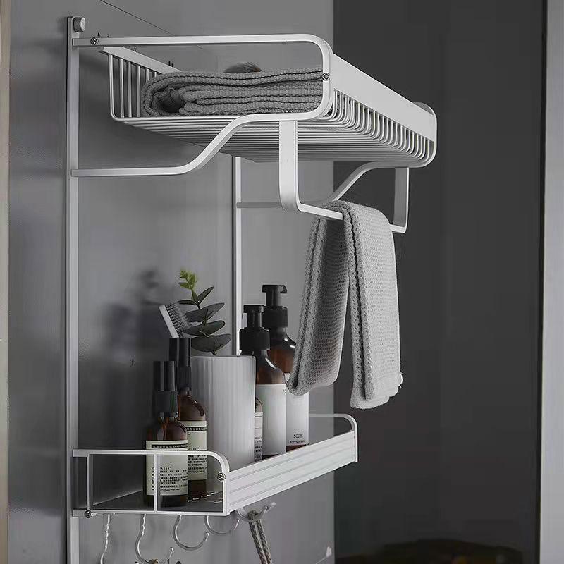 Bathroom Towel Rack Vanity Storage with Hooks Wall-mounted Toilet Racks Towel Rack Kitchen Organizer Wash Storage Rack