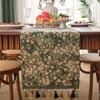 Рождественская зеленая жаккардовая дорожка на стол с кисточкой, декоративная праздничная настольная дорожка