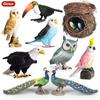 Oenux Bird Nest Animals Peacock Parrot Trogon Hornbill Owl Model PVC Action Figures Big Garden Decoration Cute Kids Toy Gift