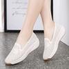 Plus Size Microfiber Hollow Women Sneakers Summer Wedges Outsole Shoes Sneakers For Lady Breathable Wedding Loafers Shoes