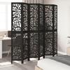 VidaXL Room Divider 6 Panels Black Solid Paulownia Wood, Privacy Screen, Room Partition Panel, 358764
