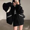 Patchwork Sweatshirt for Women  New Fashion Autumn Winter Loose Coats Vintage Casual Long Sleeve Zipper Sweatshirt