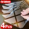 4PCS Tempered Glass for iPhone 11 12 13 14 15 Pro XR X XS Max Screen Protector On for iPhone 12 13 Mini 7 8 6 Plus SE Glass