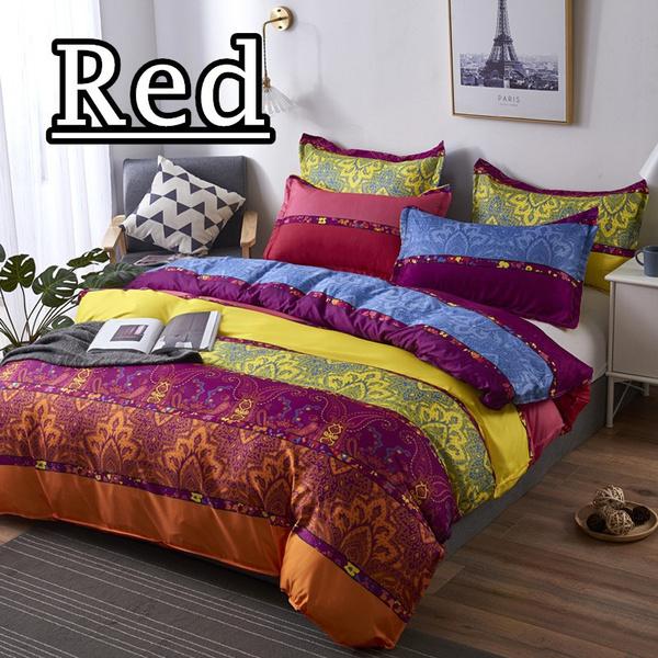 Bohemian Quilt Cover Indian Reversible Comforter Cover Flower Coverlet Cover Bedding Bedclothes Boho Duvet Cover Set