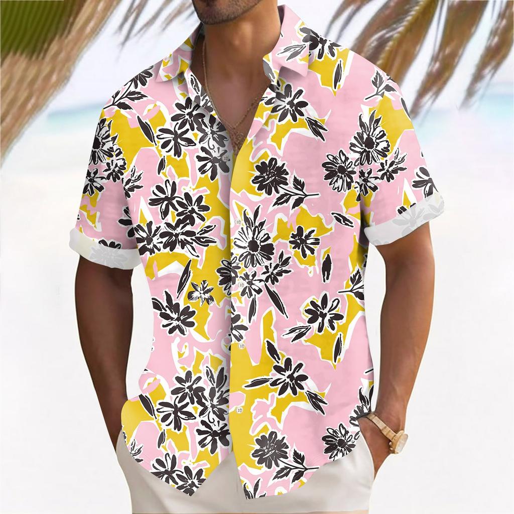 Hawaiian Shirt For Men, Men's Vintage Button Down Bowling Shirts Short Sleeve Summer Beach Shirt