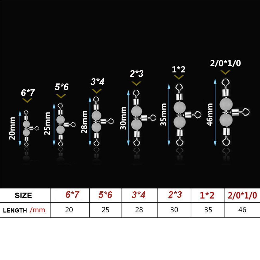 10Pcs Durable Splitter Luminous Wivels Bearing Fishing Pin Line Connector Trident 3 Way Ring Rolling
