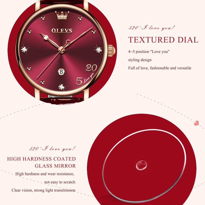 OLEVS Valentine's Day Gift 2023 New Fashion Quartz Small Green Watch Simple Belt Women's Watch