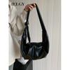 Women's Large-capacity Retro Soft Leather Pleated Dumpling Bag, Lazy Style Casual Versatile Horn Shoulder Messenger Bag