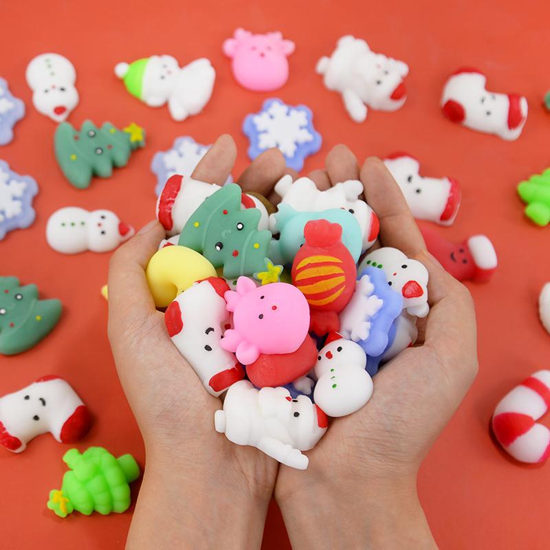 10/30/50Pcs Christmas Squishy Stress Relief Toys Kids Party Favors Birthday Rewards Gifts Goodie Bag Filler Santa Claus New Year 2025