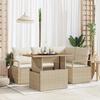 vidaXL 5-Piece Garden Sofa with Beige Rattan Cushions, vidaXL 2-Seater Garden Sofa with Beige Cushions 3349707