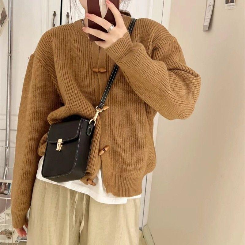 Vintage Cardigan Literature and Art Small Fresh Knitted Shirt Coat Round Neck Cardigan Western Versatile College Sweater Women