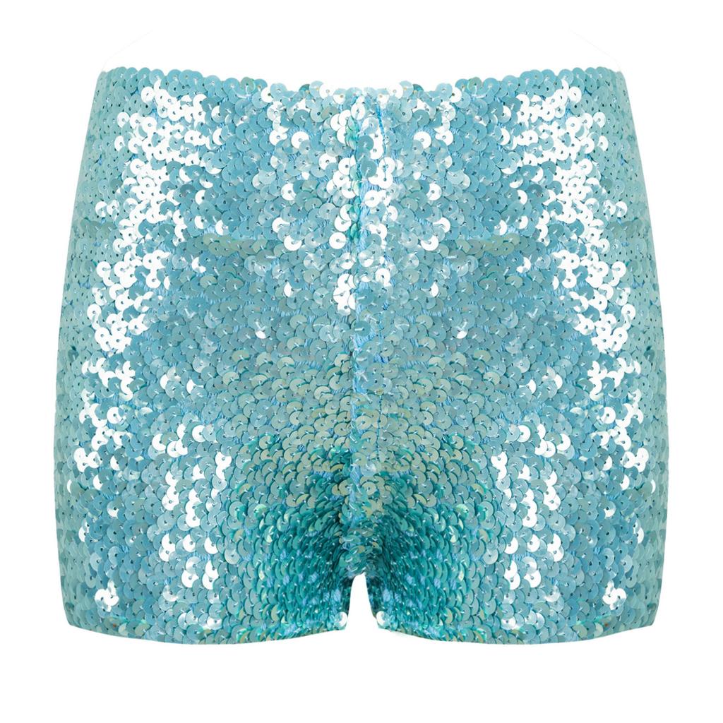 Kids Boys Girls Sparkle Sequins Dance Shorts High Waist Gymnastic Jazzz Hip Hop Dance Performance Dance Shorts