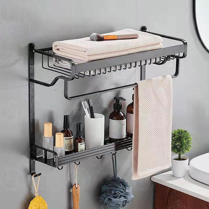 Bathroom Towel Rack Vanity Storage with Hooks Wall-mounted Toilet Racks Towel Rack Kitchen Organizer Wash Storage Rack