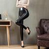 Fashion Women PU Leather Pants Elastic High Waist Winter Leggings Slim Velvet Leather Leggings Skinny Fleece Trousers
