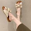 Summer Sandals Women's Bow Soft Flat Bottom Soft Bottom One Line Sandal for External Wear Fashion Square Head Sandals 2024