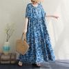 Short Sleeve Plus Size Cotton Vintage Floral New In Dresses for Women Casual Loose Long Summer Dress