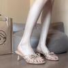 Fashion Hot Selling Summer New 2025 High Heels Women's Butterfly Knot Thick Heel Open Toe Sandals Wearing Elegantly Cool Slippers