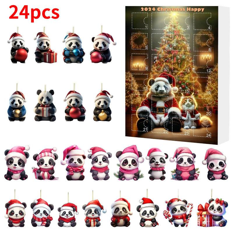 Panda Christmas 24pcs Blind Box Advent Calendar Acrylic Pendant Keychain Gift